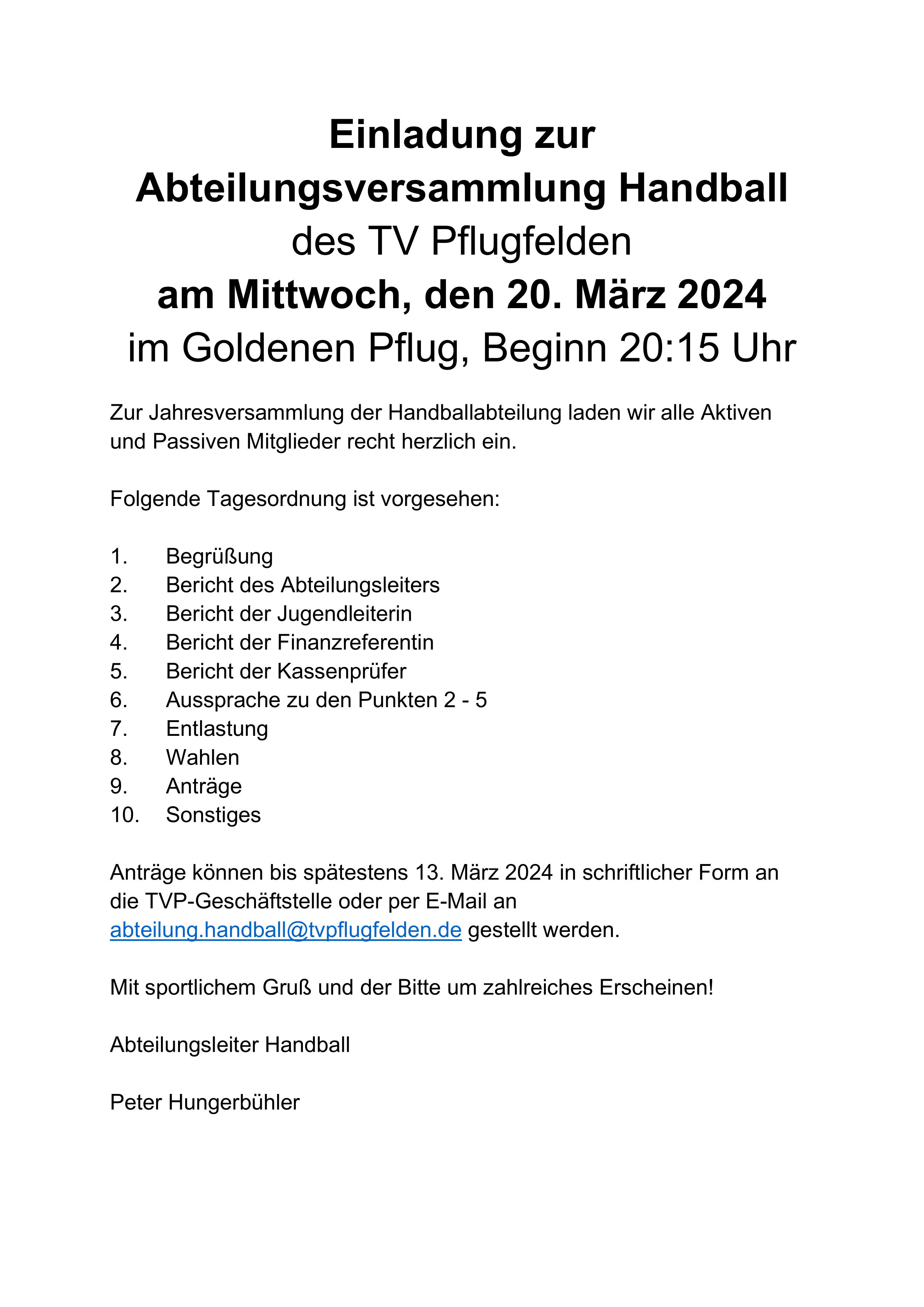 Abteilungsversammlung Handball 2024