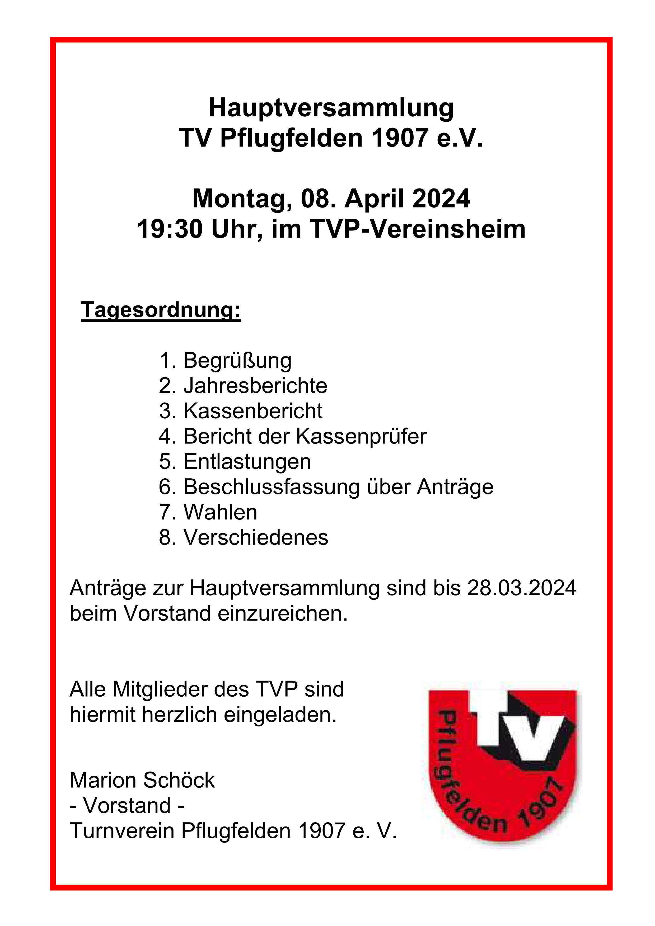 TVP Jahreshauptversammlung 2024